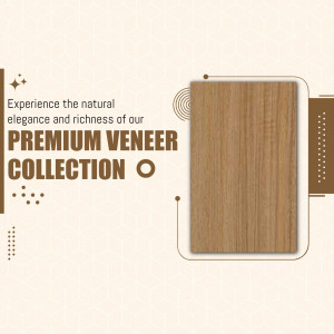 A promotional graphic displaying a sample of high-quality wood veneer with elegant text branding.