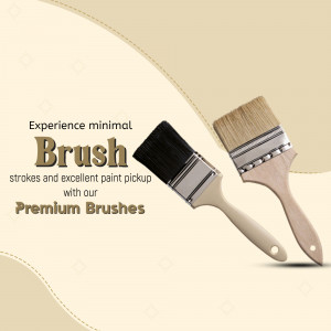 Two premium quality paint brushes displayed against a minimalist tan background