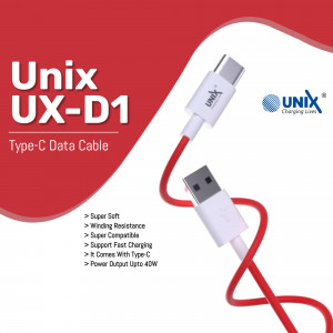 Unix UX-D1 red Type-C data cable with fast charging feature