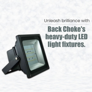 A high-quality Back Choke heavy-duty LED flood light fixture on a white textured background.