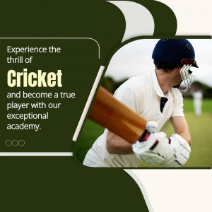 A cricket player holding a bat at an academy promotion.