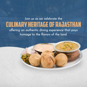 A platter featuring traditional Rajasthani Dal Baati Churma with side dishes