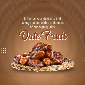 A pile of dried date fruits on a woven mat against a brown gradient background