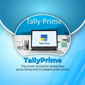 Tally Prime software displayed on a laptop screen for business accounting and productivity
