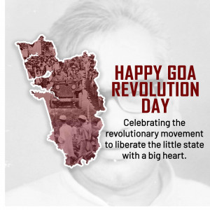 A celebratory graphic for Goa Revolution Day featuring the map of Goa and historical imagery.