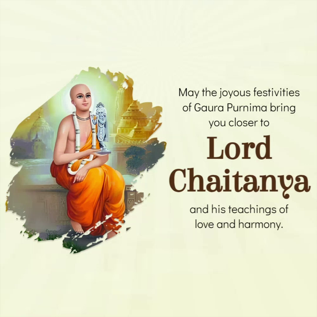 Lord Chaitanya Mahaprabhu illustration for Gaura Purnima festival celebration
