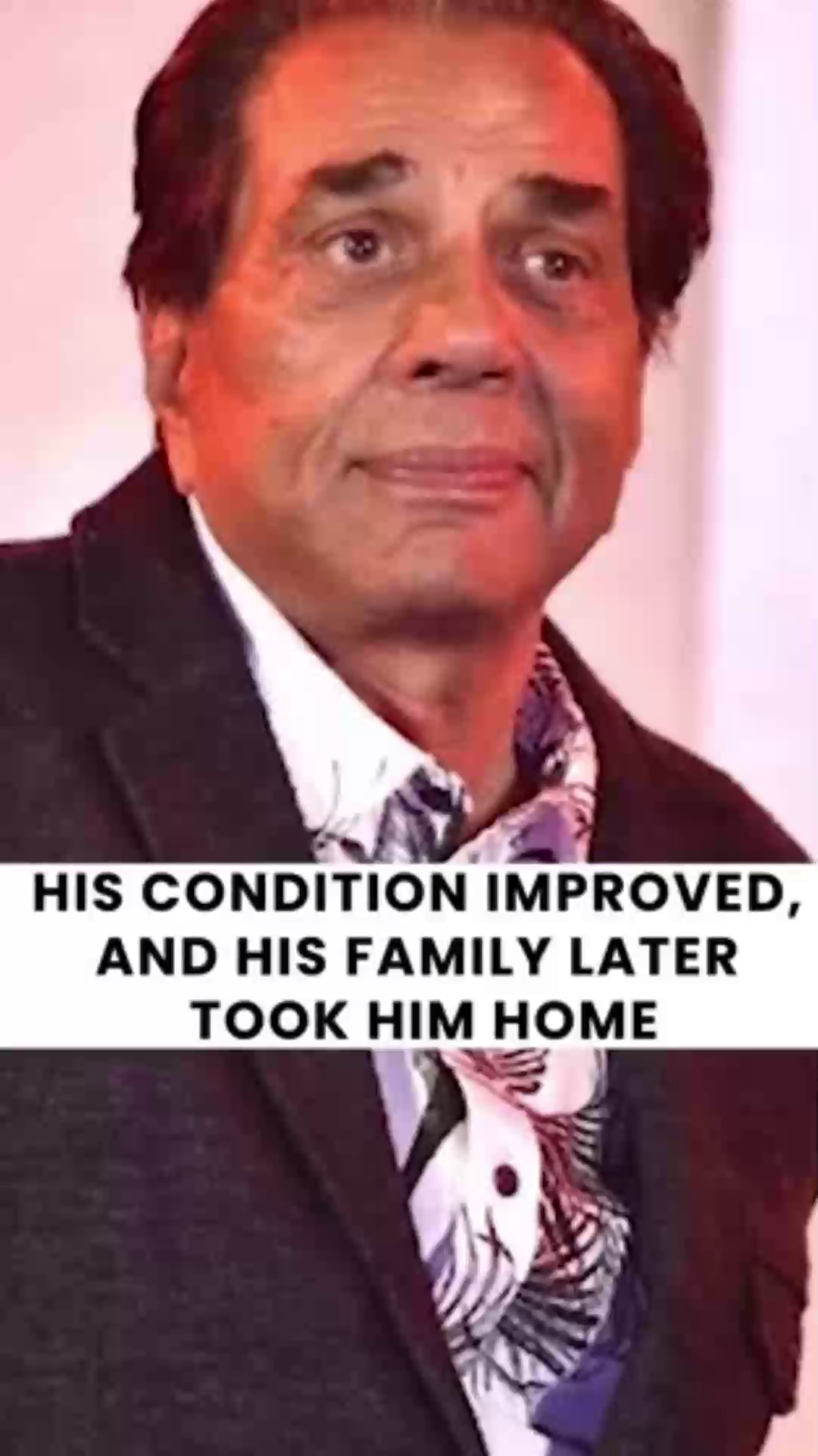 Veteran Bollywood actor Dharmendra looking calm after health improvement
