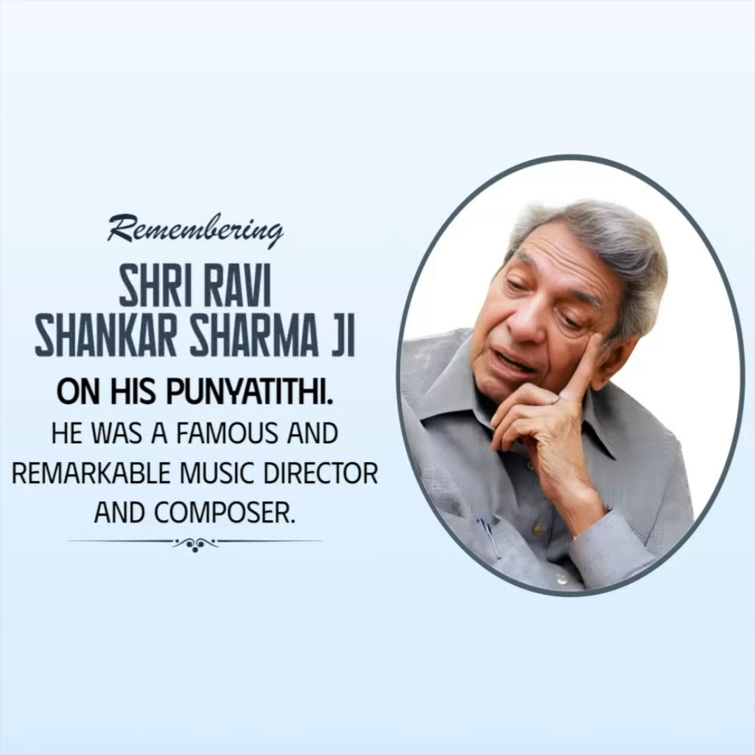 A tribute graphic honoring the late music director Ravi Shankar Sharma on his death anniversary