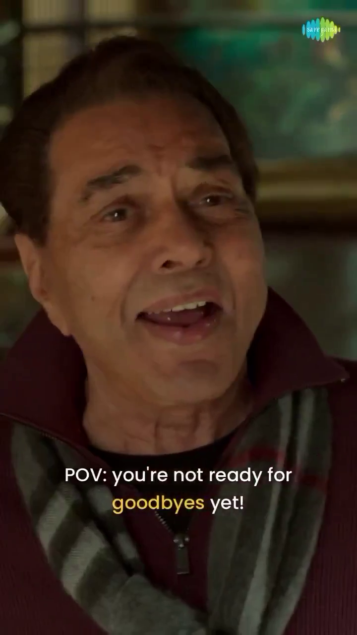 Veteran Bollywood actor Dharmendra with an emotional expression