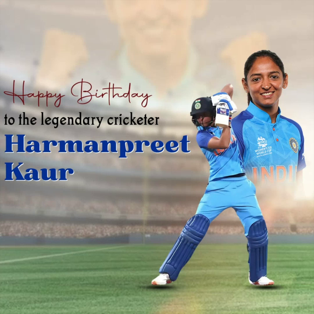 Indian cricketer Harmanpreet Kaur in a birthday tribute graphic
