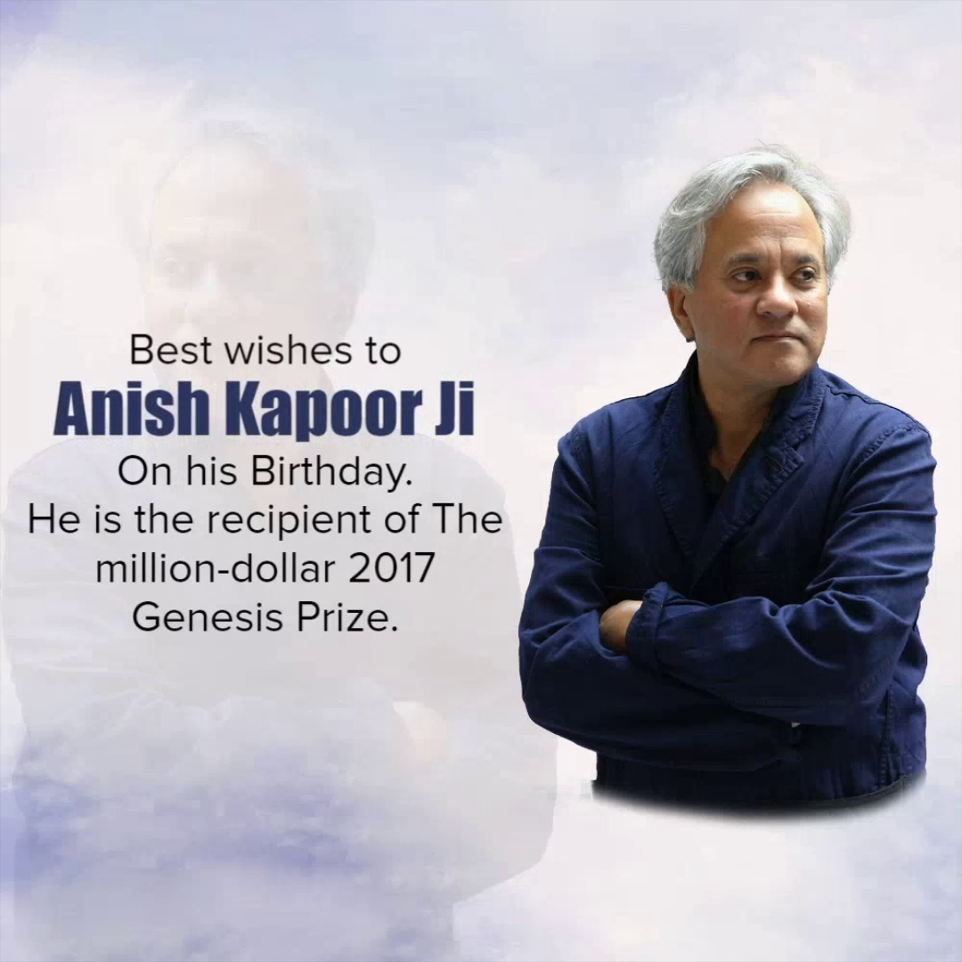 Anish Kapoor with birthday greeting text on a light background