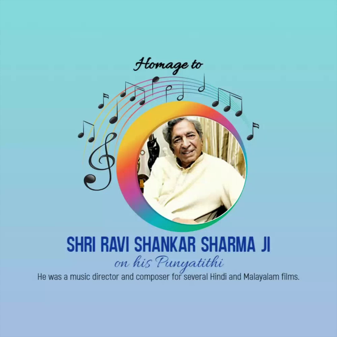 A tribute graphic honoring the late music director Ravi Shankar Sharma on his death anniversary