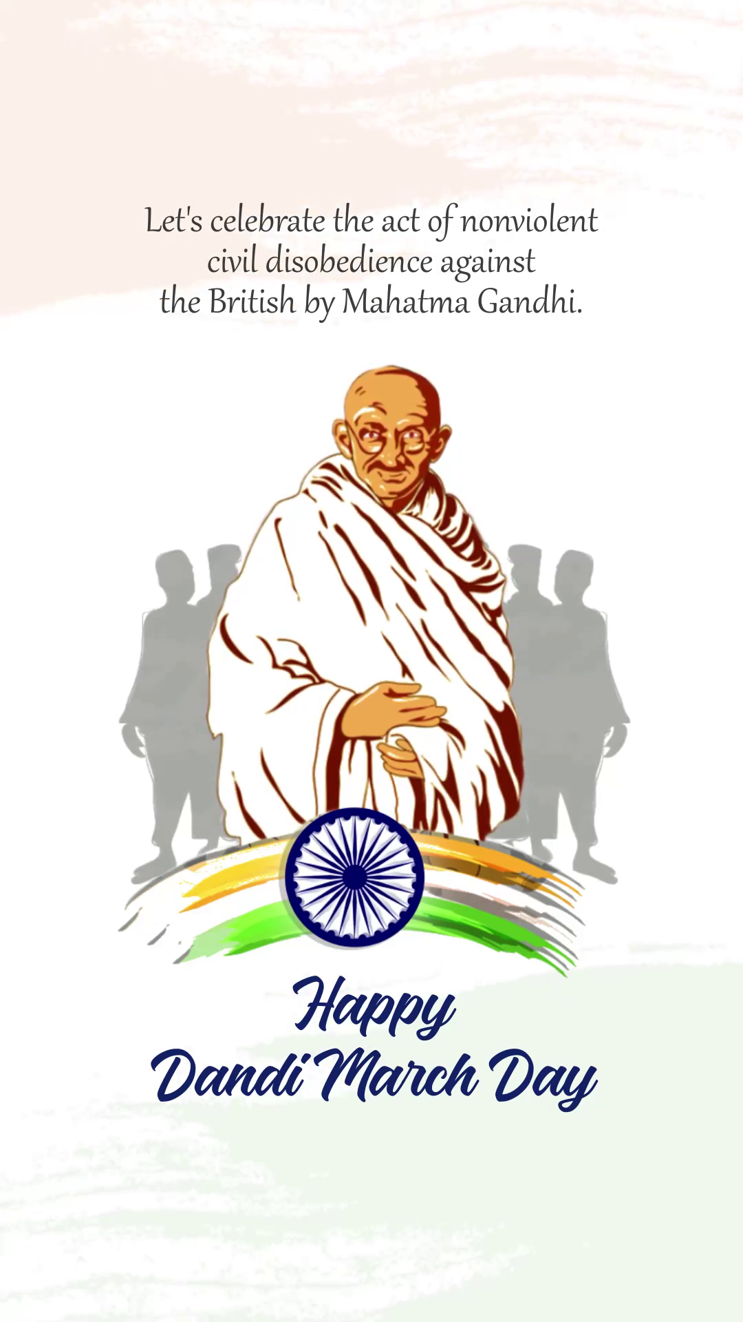 Mahatma Gandhi illustration for Dandi March Day with Indian flag colors