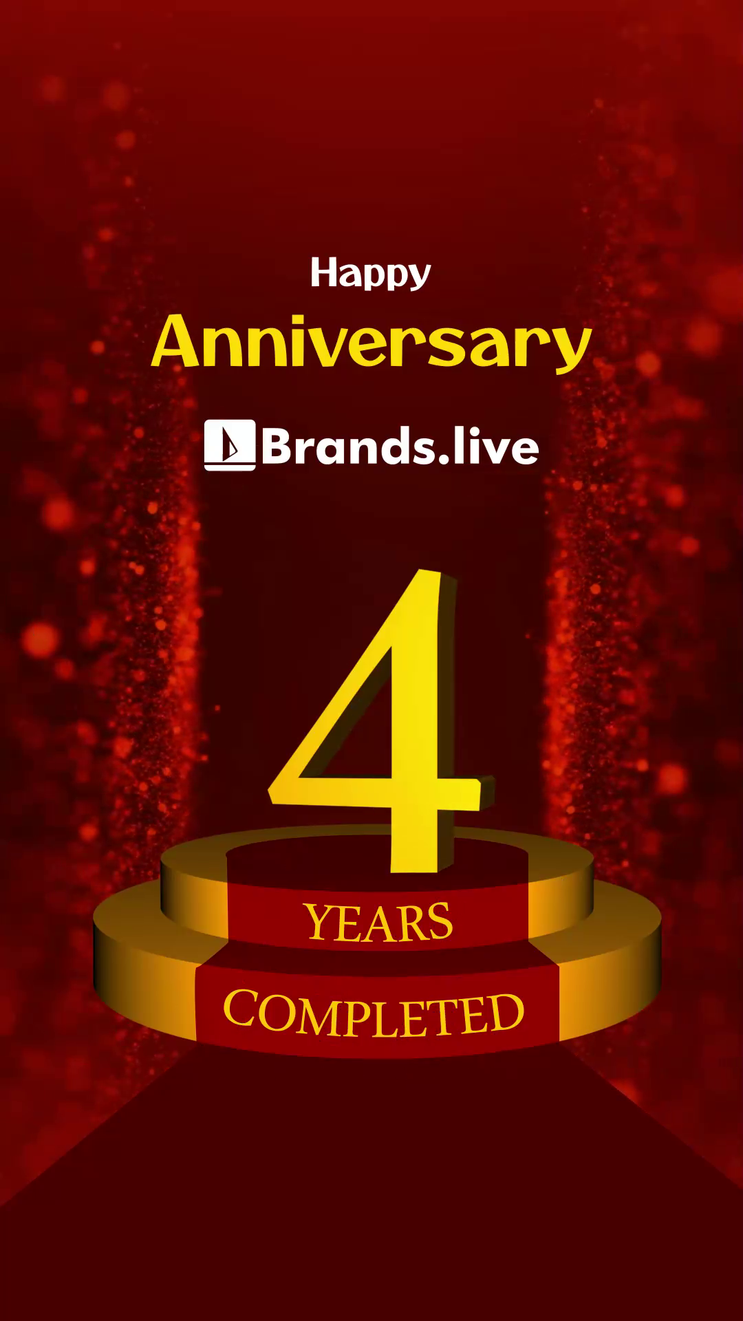 Gold number 4 on a podium celebrating a 4th anniversary with a red background
