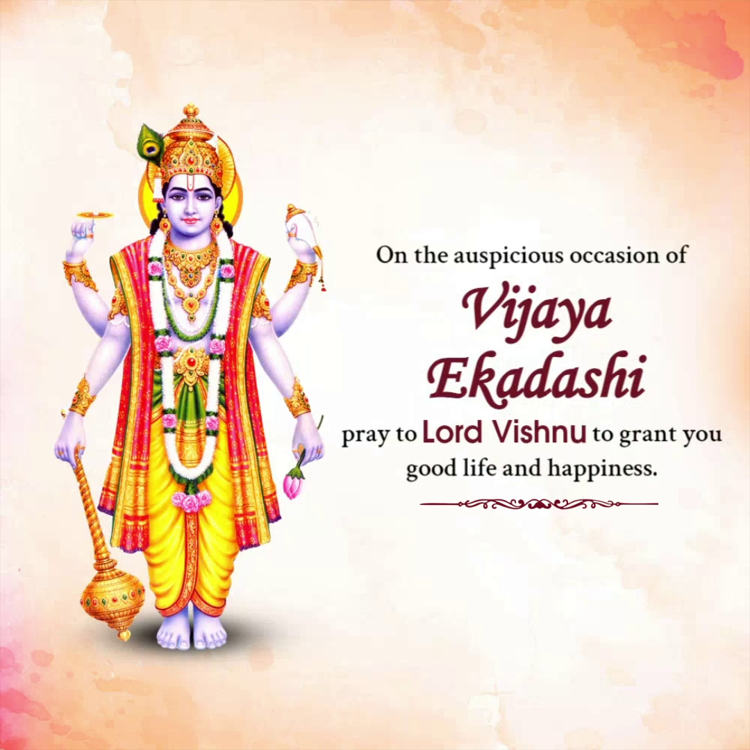 Lord Vishnu illustration for Vijaya Ekadashi auspicious occasion greeting card