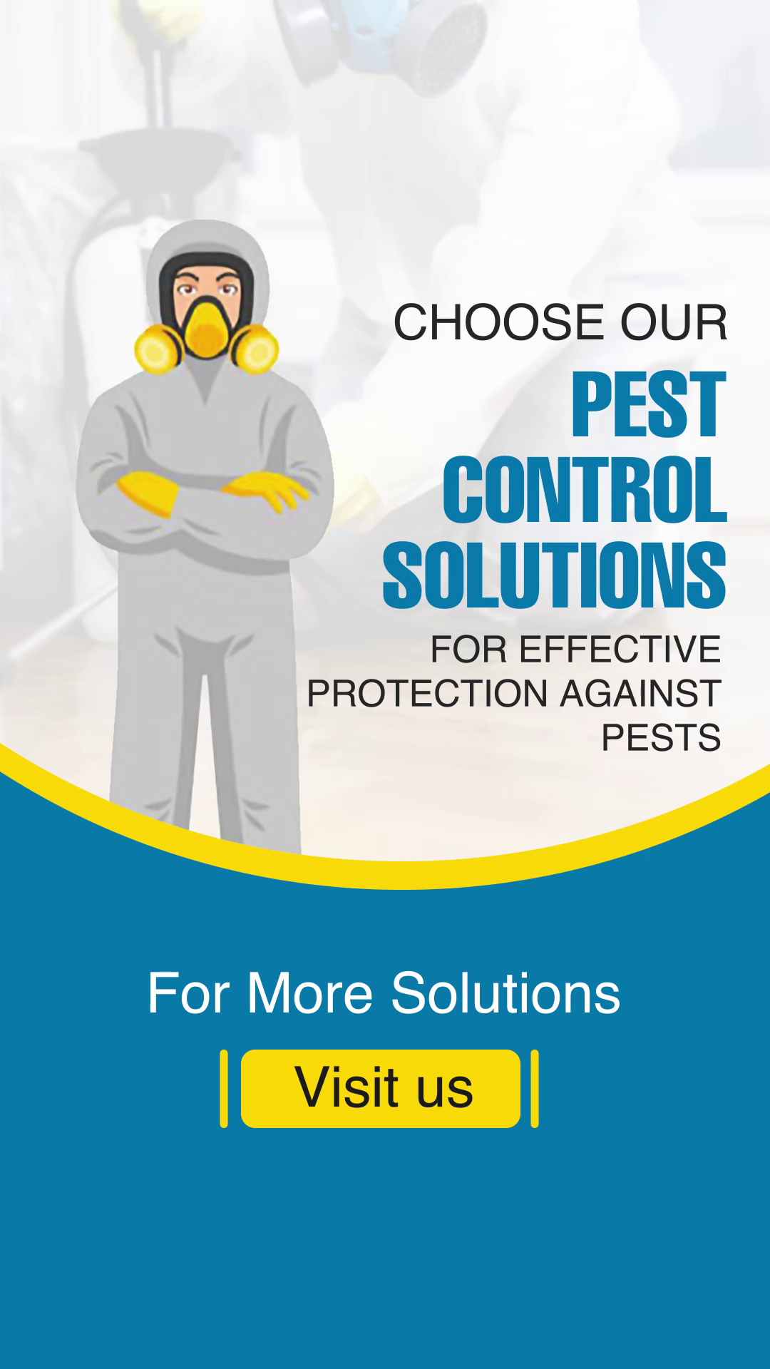 Pest control technician in protective gear advertising pest control solutions