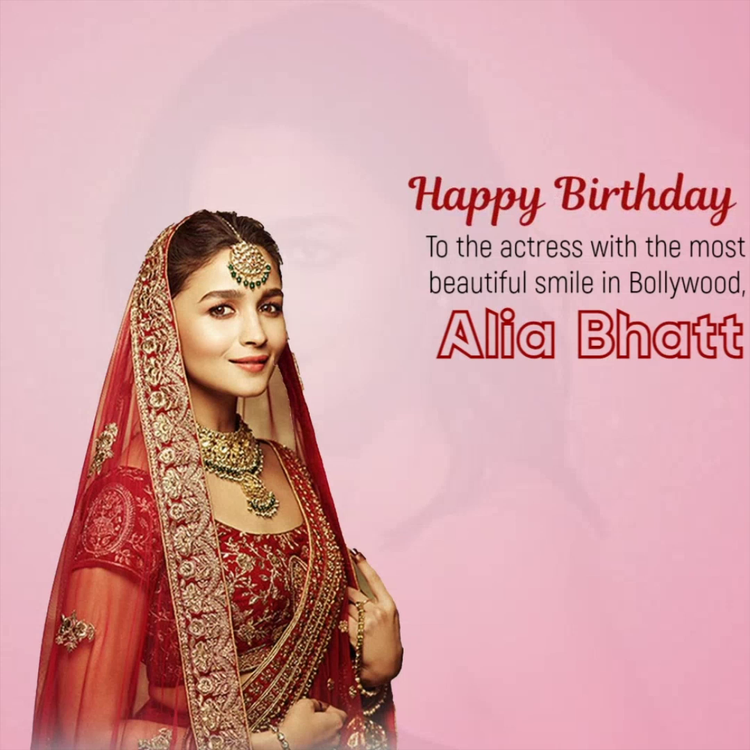 Alia Bhatt dressed in traditional Indian bridal attire wishing a happy birthday
