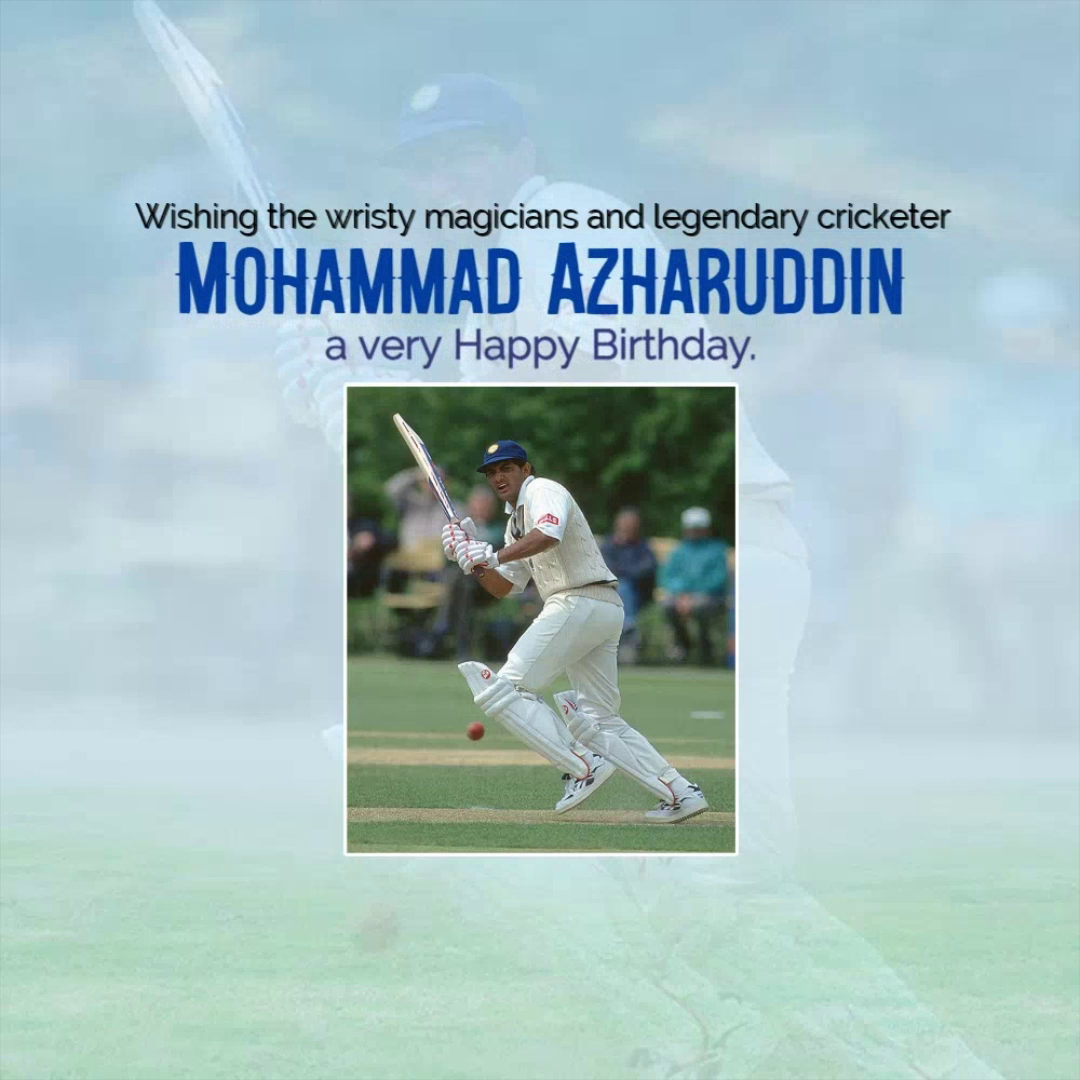 A celebratory poster for legendary Indian cricketer Mohammad Azharuddin's birthday