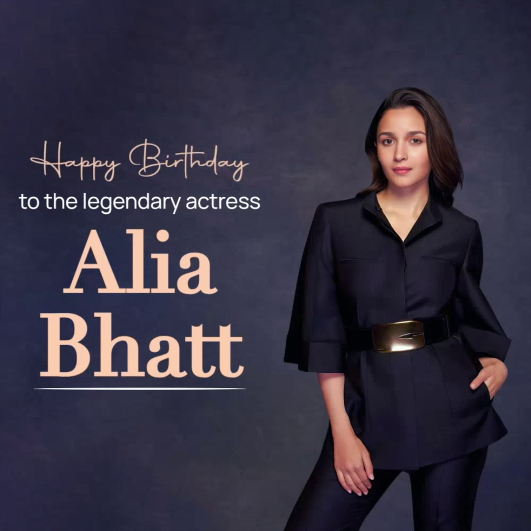Alia Bhatt posing in a black outfit for a birthday tribute post