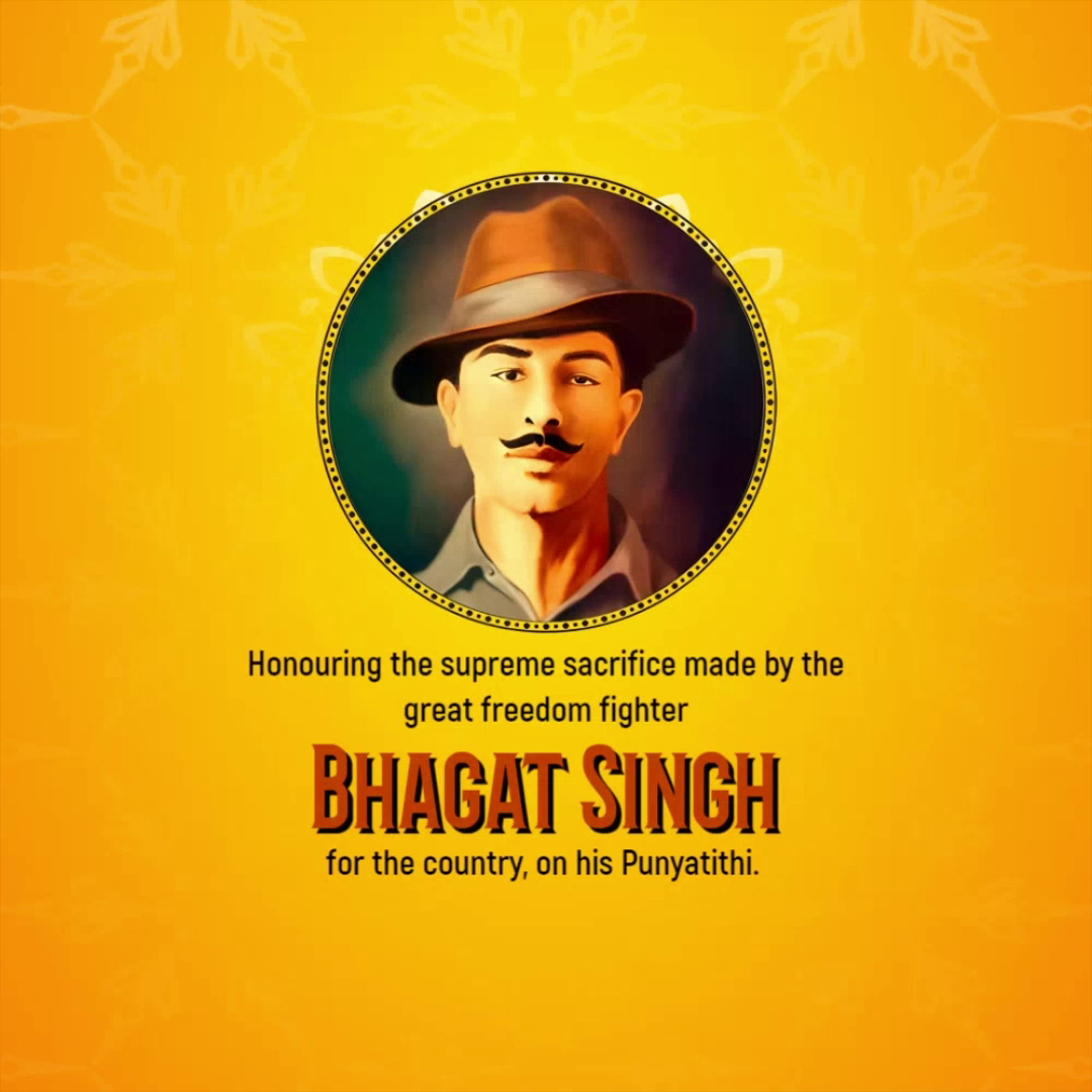 Tribute poster to Indian freedom fighter Bhagat Singh on his Punyatithi
