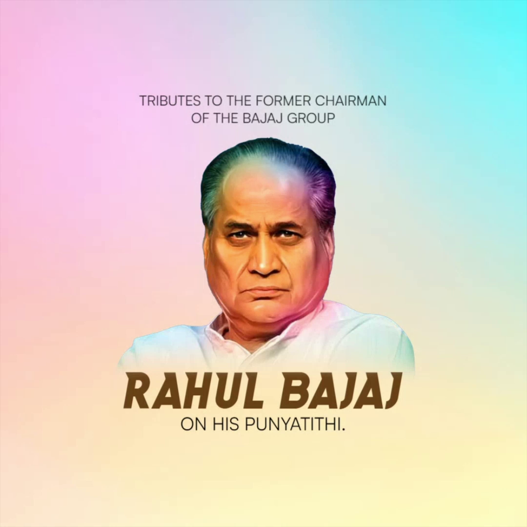 Commemorative portrait of Rahul Bajaj former Chairman of Bajaj Group on his punyatithi