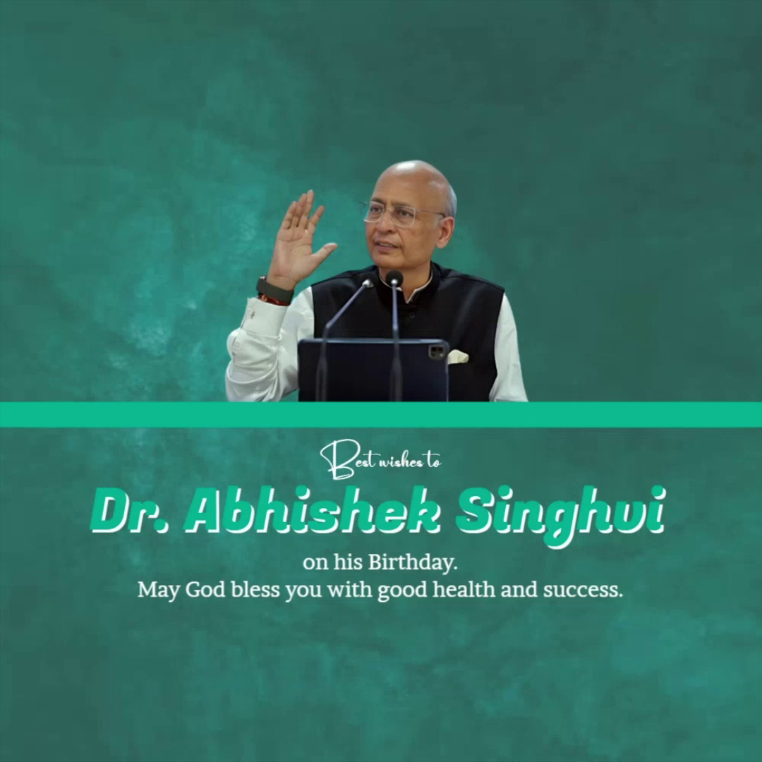 Dr. Abhishek Singhvi birthday greeting card with green background