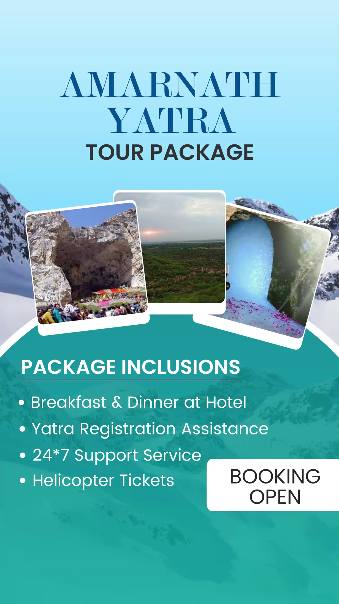 Amarnath Yatra pilgrimage tour package advertisement