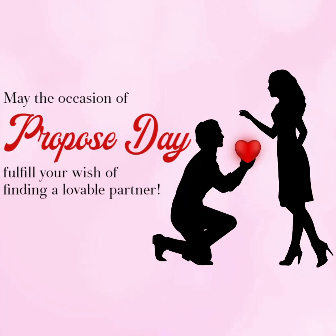 A silhouette of a man proposing to a woman with a heart shape against a soft pink background