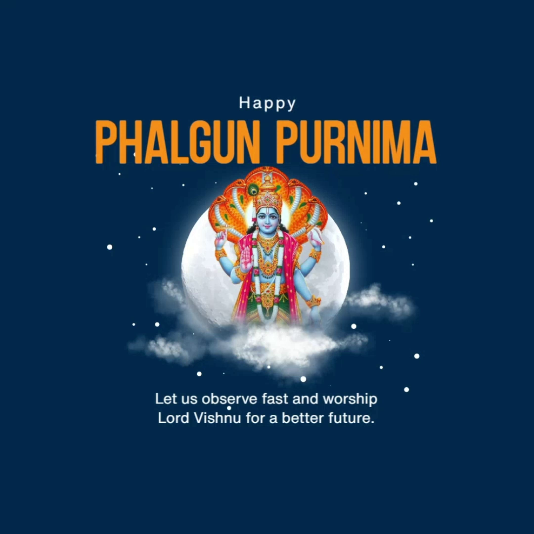 Lord Vishnu illustration for Phalgun Purnima greeting card