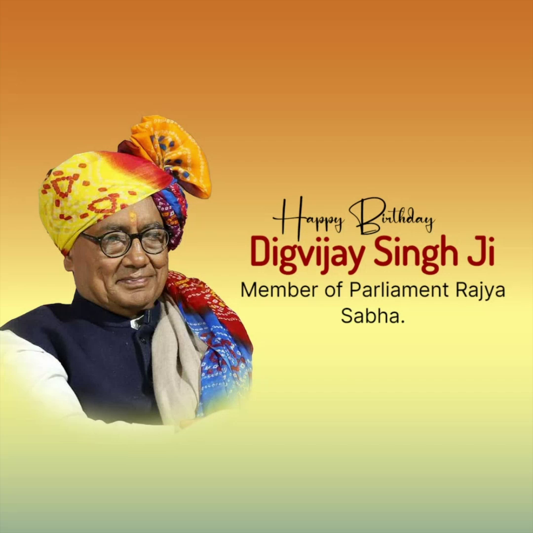 Digvijay Singh wearing a traditional turban with a birthday greeting