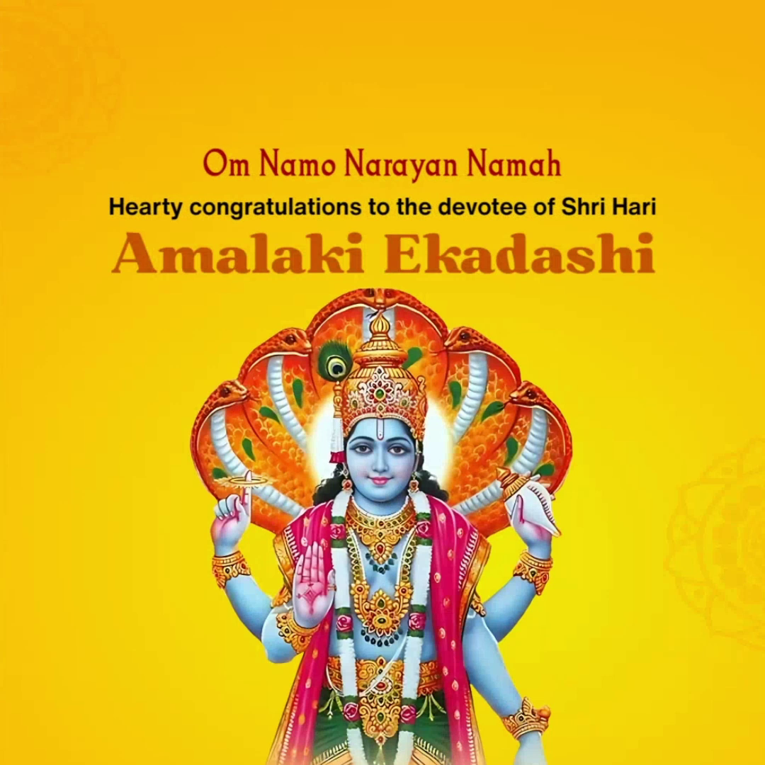 Lord Vishnu illustration for Amalaki Ekadashi festival celebration