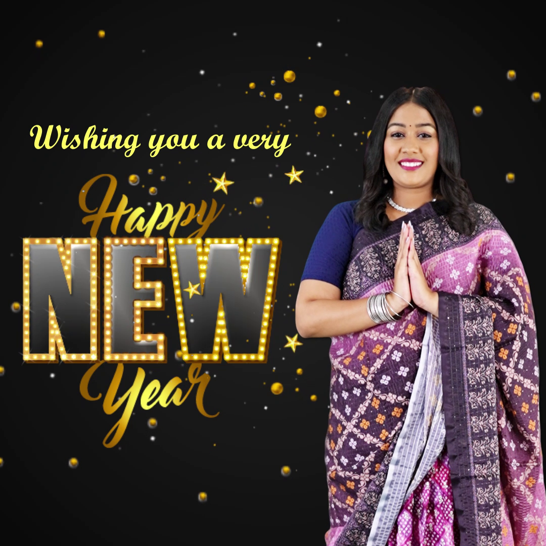 Happy New Year Greeting With Woman In Saree Artwork For Twitter
