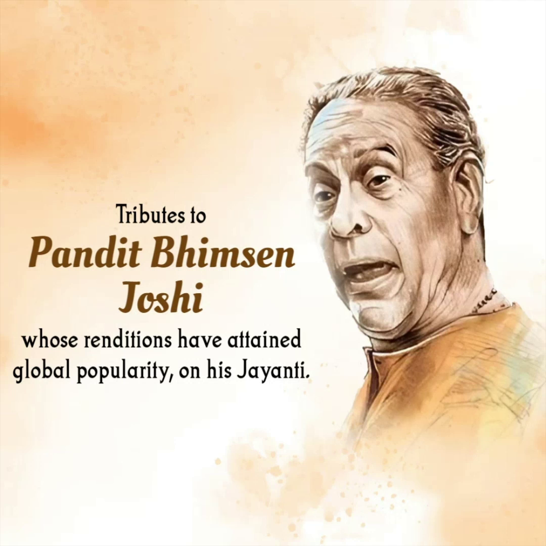 A tribute graphic honoring the legendary Indian vocalist Pandit Bhimsen Joshi on his jayanti with a portrait illustration.