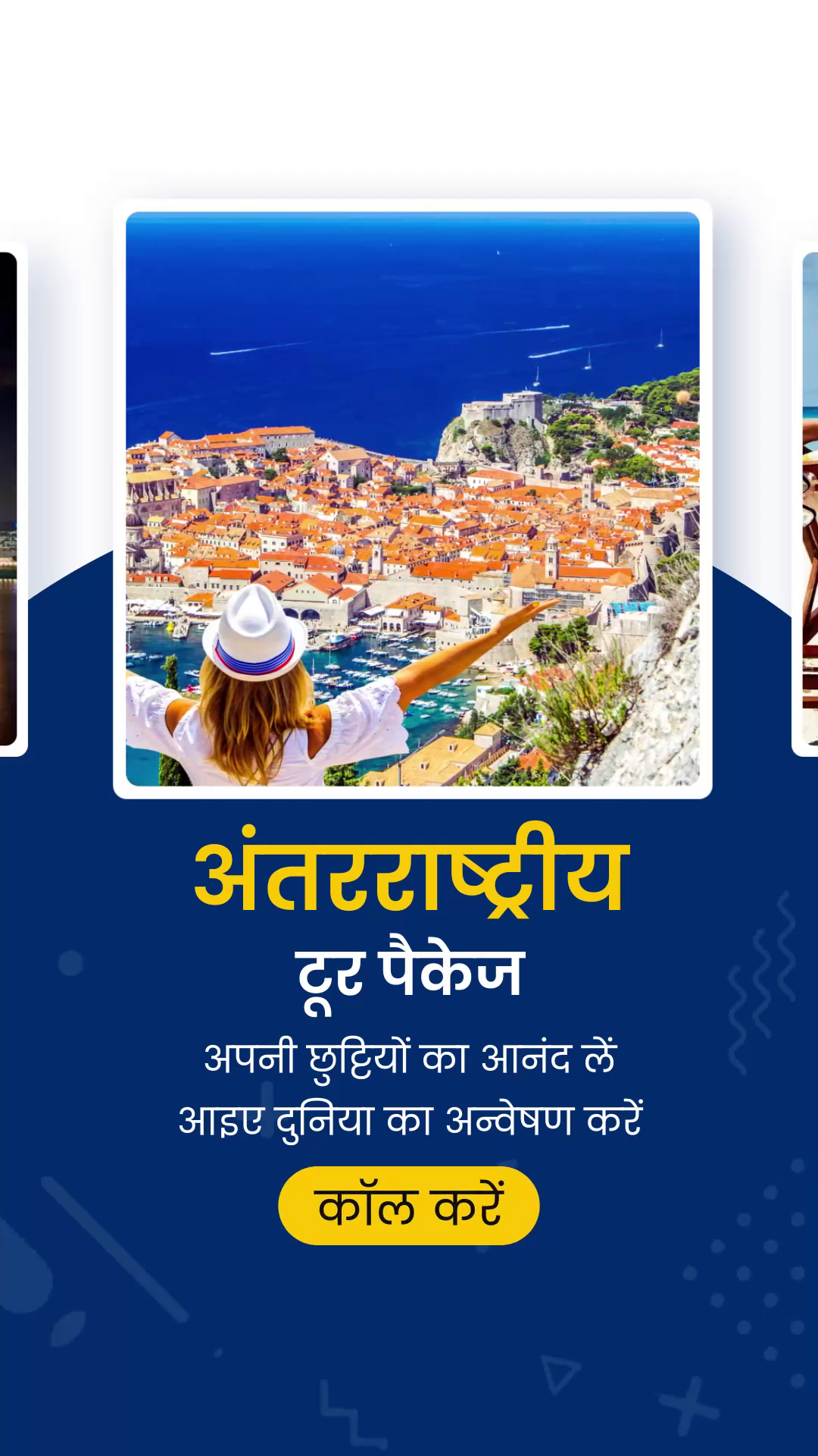 Tourist woman overlooking the coastal city of Dubrovnik, Croatia for travel agency promotion