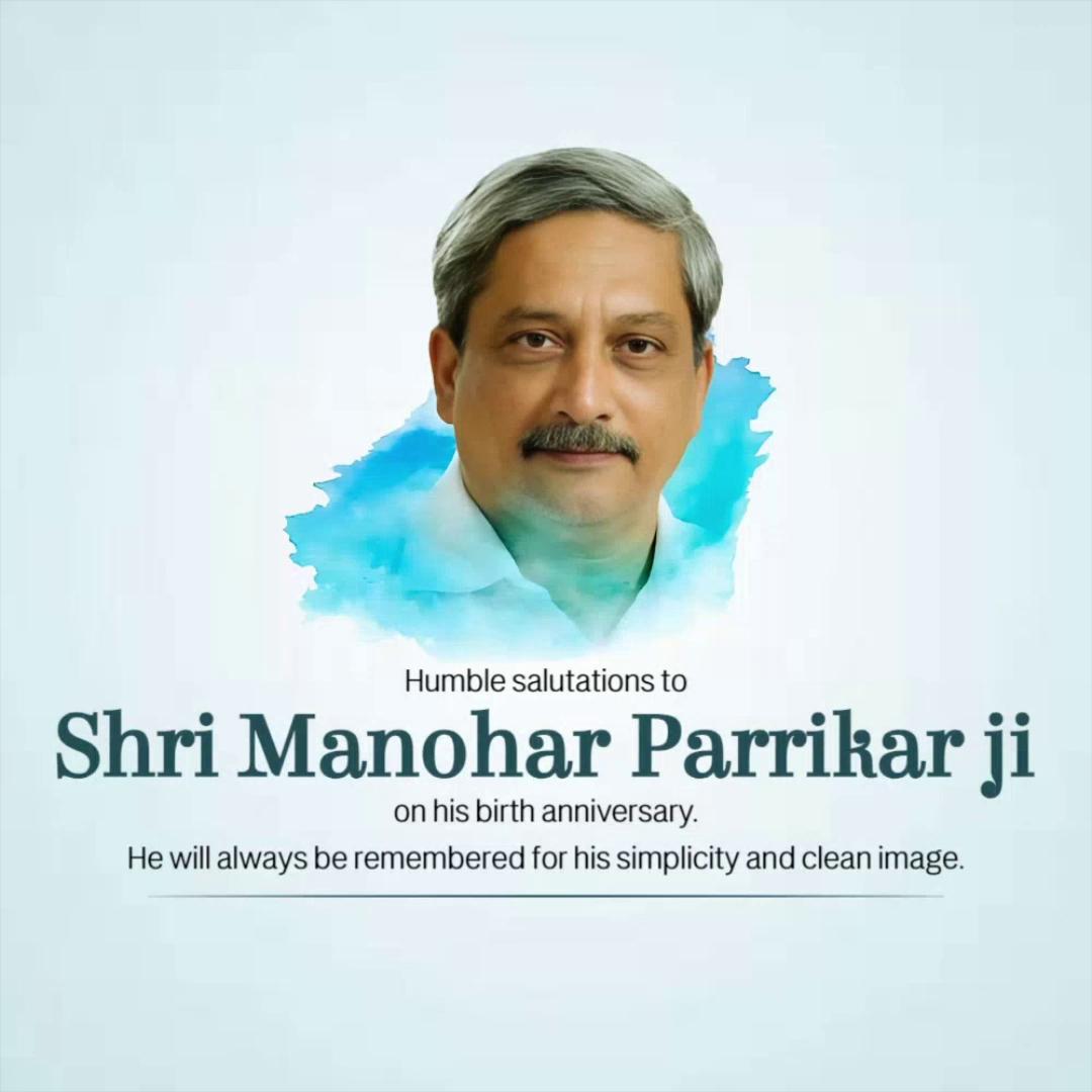 A tribute graphic honoring Shri Manohar Parrikar on his birth anniversary