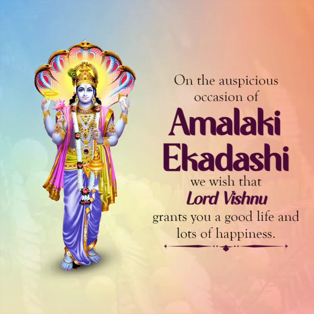 Lord Vishnu illustration for Amalaki Ekadashi festival greetings