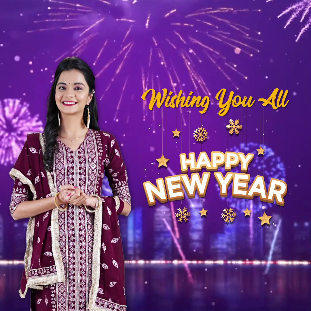 Happy New Year Greeting With Woman In Traditional Attire Flyer For LinkedIn