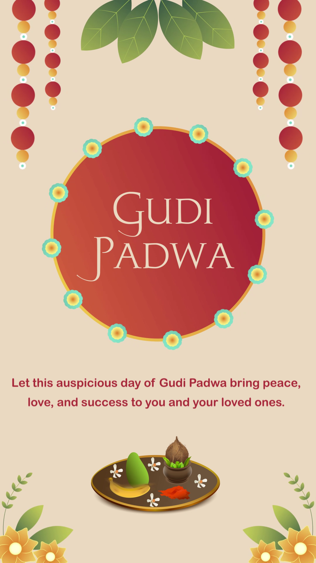 Gudi Padwa Festive Greeting Banner For Telegram