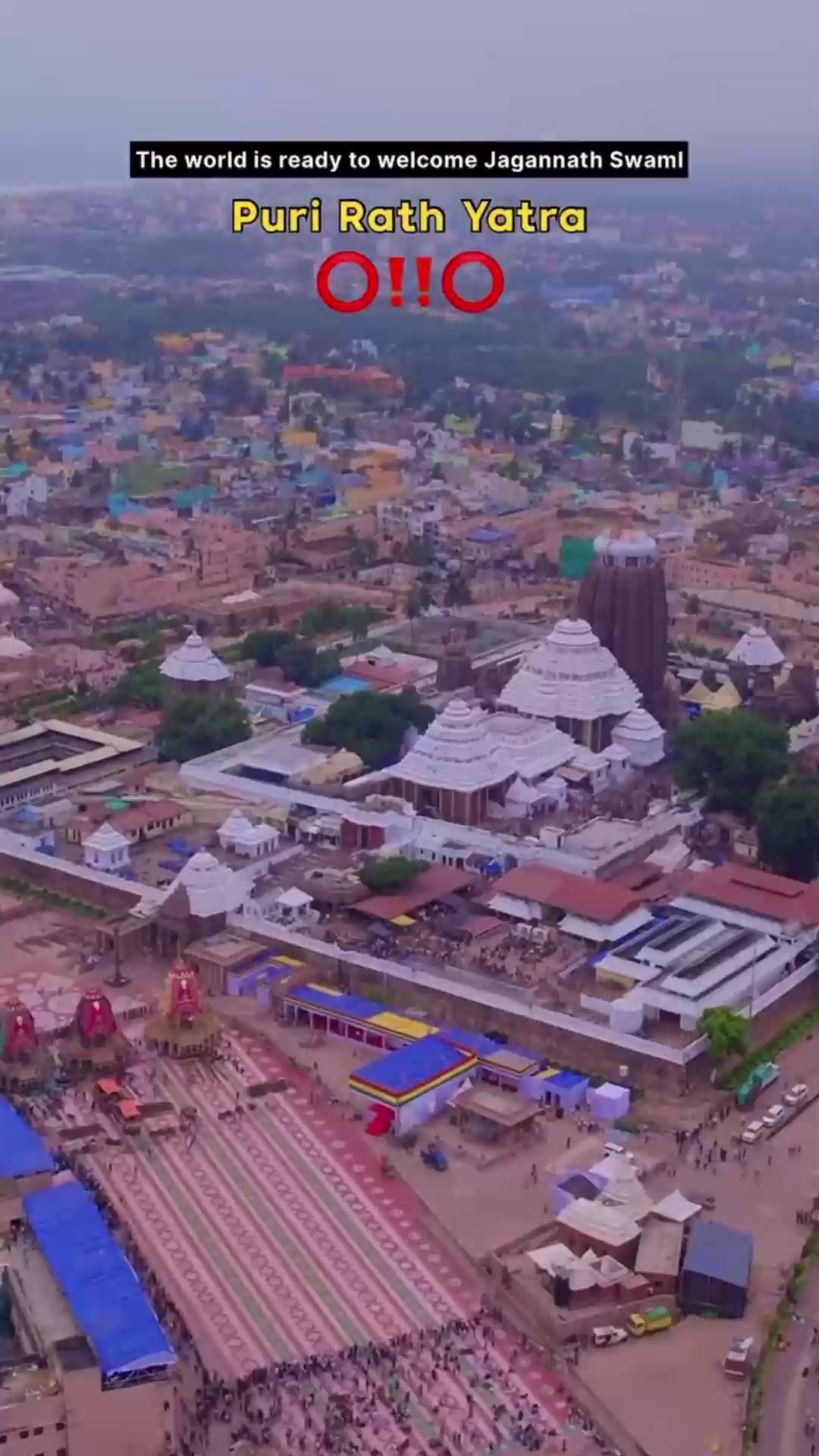 Aerial view of the Jagannath Temple in Puri, Odisha, preparing for the Rath Yatra festival
