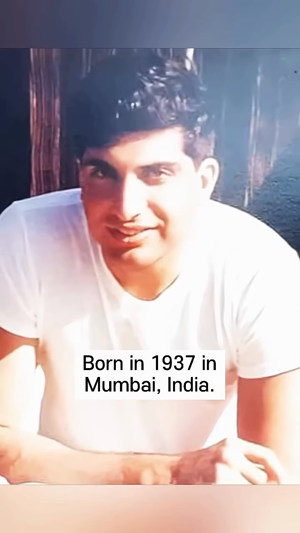 A young Ratan Tata portrait with text stating he was born in 1937 in Mumbai, India