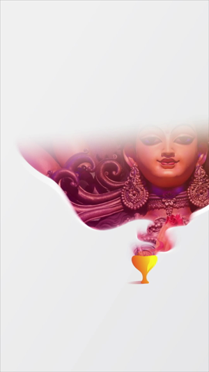 An abstract artistic depiction of Goddess Durga with incense smoke rising from a lamp