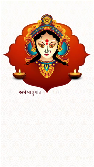 An artistic representation of Goddess Durga with oil lamps for Navratri festival